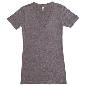 american apparel v-neck 50/25/25 the track shirt heather grey, size XXS